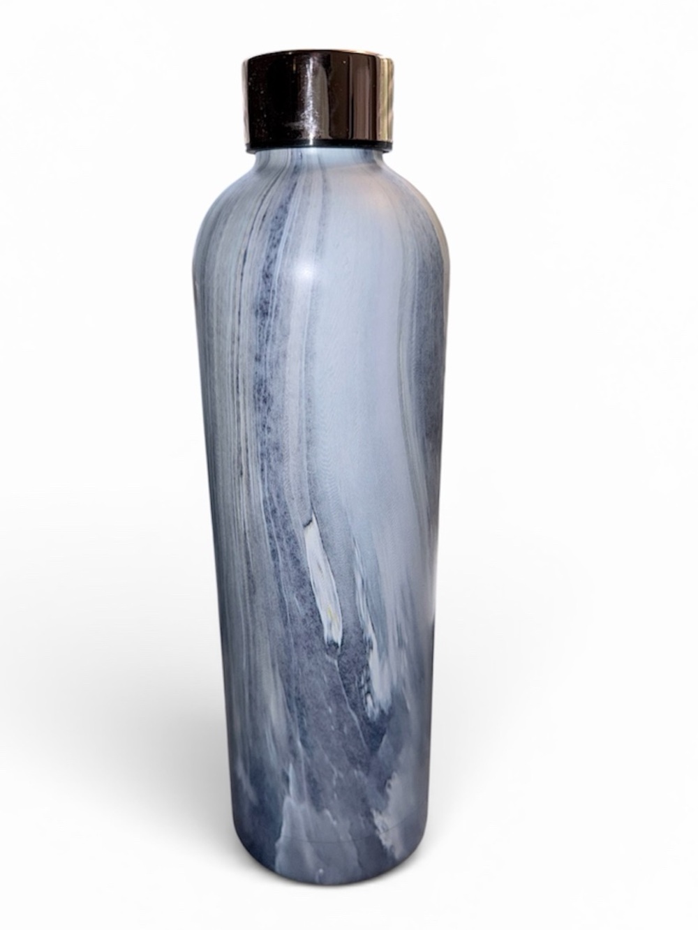 Marble-Pattern Grey Stainless Water Bottle with Copper Colored Cap